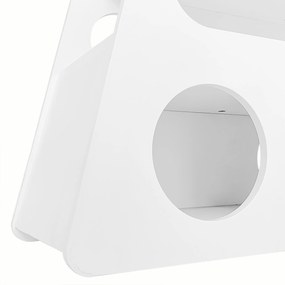 Măsuță laterală cu roți, colțuri rotunjite, mobilă, economisitoare de spațiu, pentru living și dormitor, 81x33x51,5 cm, Albă