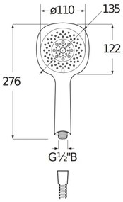 JIKA H3611X20044711 - Duș de mână CUBITO, crom lucios