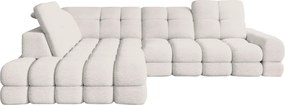 Set canapea extensibilă cu funcţie de extensie electrică, crem, pe stânga, TOLLO L ROH