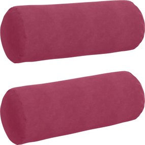 vidaXL Perne Bolster 2 pcs Roșu Vin Ø 25 x 70 cm Țesătură din corduroy