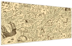 Tablou - Harta de epocă, ilustrații (120x50 cm)