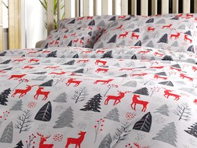 Lenjerie de pat flanelata RED DEERS AND TREES albă Dimensiune lenjerie de pat: 70 x 90 cm | 140 x 200 cm