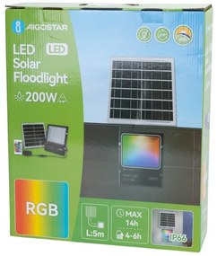 Proiector LED RGB solar dimabil Aigostar LED/200W/3,2V IP66 + telecomandă
