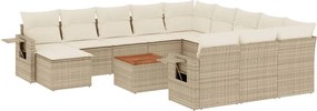 vidaXL Set canapele de grădină, 13 piese, cu perne, bej, poliratan