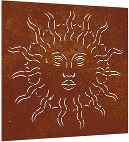 vidaXL Decor perete de grădină 55x55 cm design soare oțel Corten