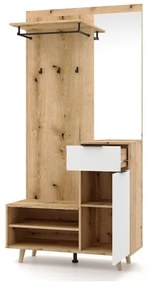 Panou pentru hol cu oglindă SVEN maro/alb