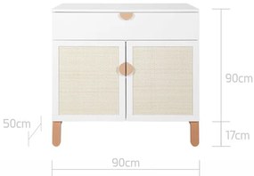 Comoda Ratata alb/fag/natur L90 cm