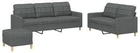 3201315 vidaXL Set de canapele cu perne, 3 piese, gri închis, textil
