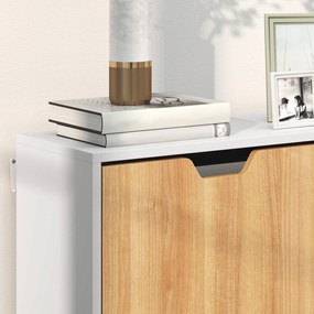 HOMCOM Dulap pentru pantofi 4 uși rabatabile 16 perechi cu etajeră reglabilă picioare din lemn de pin 95 x 26 x 95 cm natural | Aosom Romania