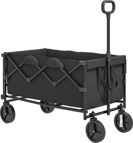 Outsunny Cărucior de Grădină de 160L cu 4 Roți, Geantă Extensibilă, Mâner Rotativ și Reglabil, 95x55x102 cm, Negru | Aosom Romania