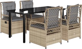vidaXL Set mobilier de grădină cu perne, 5 piese, bej, poliratan