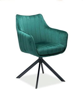 Scaun living rotativ AZALIA, verde/negru, stofa catifelata/metal, 61x4