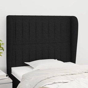 3118178 vidaXL Tăblie de pat cu aripioare, negru, 93x23x118/128 cm, textil