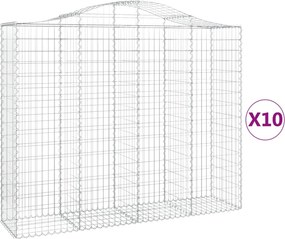 vidaXL Coșuri gabion arcuite 10 buc, 200x50x160/180cm, fier galvanizat