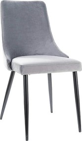 Scaun tapitat PIANO B, gri/negru, stofa catifelata/metal, 47x44x93 cm