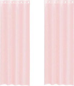 vidaXL Perdele Voile cu Oelii 2 buc Roz deschis 140x300 cm