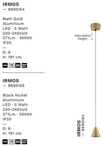 Pendul LED design minimalist IRMOS nickel negru