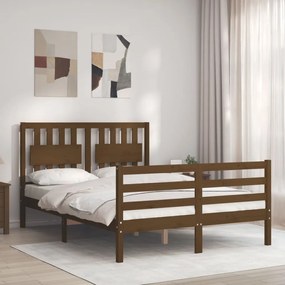 3194314 vidaXL Cadru de pat cu tăblie, maro miere, 140x200 cm, lemn masiv