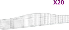 vidaXL Coșuri gabion arcuite 20 buc, 400x30x40/60 cm, fier galvanizat