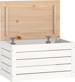 vidaXL Cutie de depozitare, alb, 59,5x36,5x33 cm, lemn masiv de pin