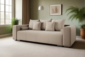 Canapea extensibilă dumonde cu ladă de depozitare si sezut confortabil din spuma high-density, Marbela Bej 245x100 cm