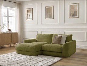 Colțar kaki cu tapițerie din chenille (cu colț pe partea stângă/cu șezlong) Leonore – Bobochic Paris