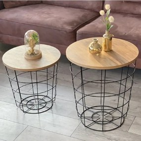 Set 2 masute de cafea tip cos Ioana Homs 54 x 45 cm, negru-nuc