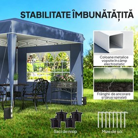 Outsunny Pavilion 3x3 m Pliabil Pop Up cu Înălțime Reglabilă, Pavilion de Grădină cu Pereți Laterali, Saci de Nisip, Geantă de Transport, UV50+, pentru Exterior Camping Petreceri, Albastru Închis | Aosom Romania