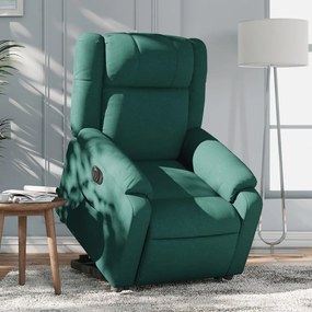 vidaXL Fotoliu electric rabatabil cu ridicare, verde închis, textil