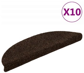 vidaXL Covorașe pentru scări autoadezive, 10 buc., 56x17x3 cm, maro, semirotunde