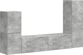 vidaXL Set comodă TV Pe perete 4 pcs Gri din beton Lemn compozit