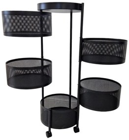 OFERTA Raft rotativ pe roti ROUND SZ33 cu 5 cosuri, negru II. calitate