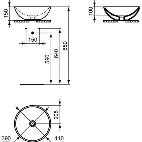 Lavoar pe blat alb lucios 41 cm, rotund, Ideal Standard Strada Alb lucios, Rotunda