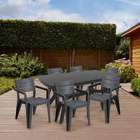 Set mobilier de grădină Juliemore 6+1, grafit