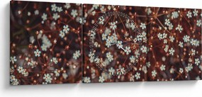 Tablou cu floare de nu mă uita (cu ceas) (90x30 cm)