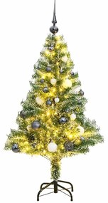 vidaXL Brad Crăciun artificial, 150 LED/globuri/zăpadă pufoasă, 120 cm