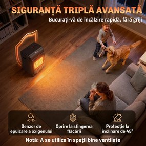 Outsunny Sobă pe Gaz Portabilă 4,2 kW, cu 3 Trepte de Căldură, Neagră | Aosom Romania