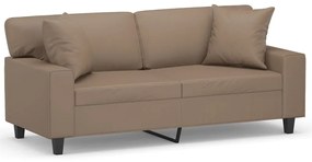 3153064 vidaXL Canapea cu 2 locuri, perne&pernuțe cappuccino 140 cm piele eco