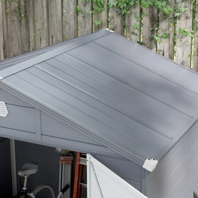 Outsunny Casa de grădină cu fereastră de ventilație, plastic și metal, 240 x 190 x 180/228 cm, Gri | Aosom Romania