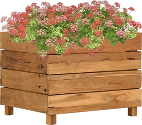 vidaXL Strat înălțat, 50x40x38 cm, lemn de tec reciclat și oțel