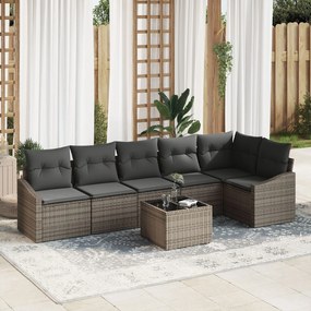 vidaXL Set canapea grădină pe 6 piese cu perne negre din ratan poli