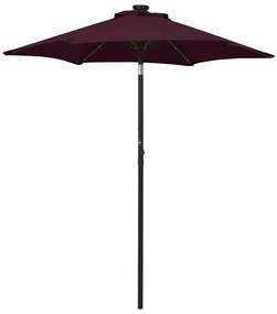 Umbrela de soare cu lumini LED, rosu bordo, 200x211cm, aluminiu Rosu bordo
