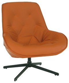 Scaun pivotant de lux, piele ecologică portocalie/metalic, JAELYN