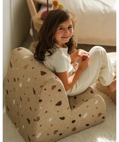 Fotoliu de copii maro deschis cu tapițerie din țesătură bouclé/cu tapițerie din chenille Terrazzo Cloud – Wigiwama