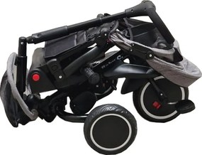 Tricicleta pliabila cu copertina Baby Care™ Folding Trike, Roti din spuma cauciucata EVA, Pedale si maner pentru parinti, Scaun reversibil cu rotire