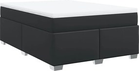 vidaXL Pat box spring cu saltea, negru, 140x190 cm, piele ecologică
