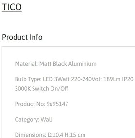 Aplica cu Spot LED directionabil stil minimalist TICO negru, NVL-9695147