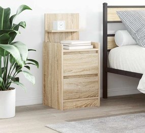 vidaXL Noptiera cu 2 sertare Stejar Sonoma 38x34x80 cm