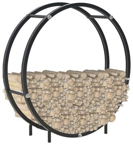 Rastel pentru lemne de foc, negru, 70x20x70 cm, otel 70 x 20 x 70 cm