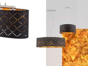 Lustra eleganta cu abajur din tesatura negru cu auriu, CLARKE 40cm 15229H GL
